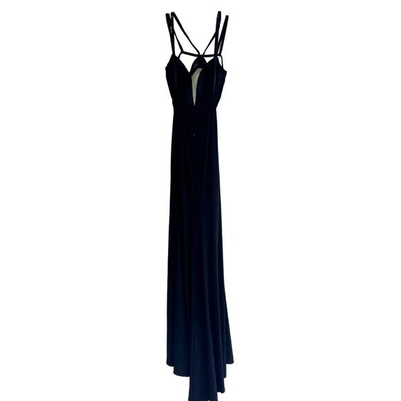 NWOT La Femme 27072 Plunging Strappy Back High Slit Gown - Picture 6 of 8